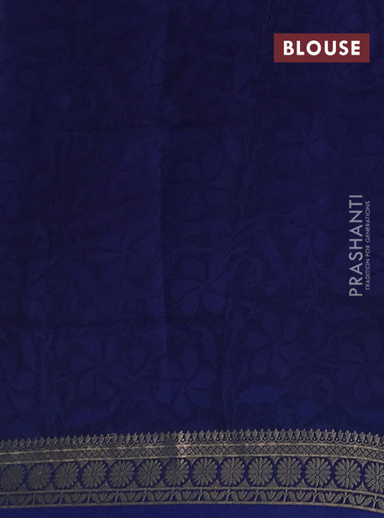 Chanderi silk cotton saree teal blue and navy blue with allover paisley prints and thread woven border