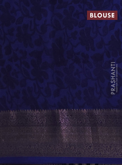Chanderi silk cotton saree beige and navy blue with allover prints and banarasi style border