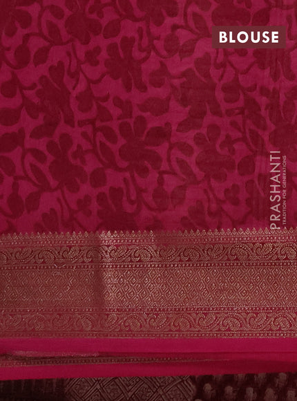 Chanderi silk cotton saree wine shade with allover prints and banarasi style border