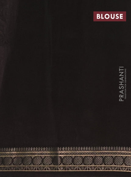 Chanderi silk cotton saree peach shade and black with allover prints and thread woven border