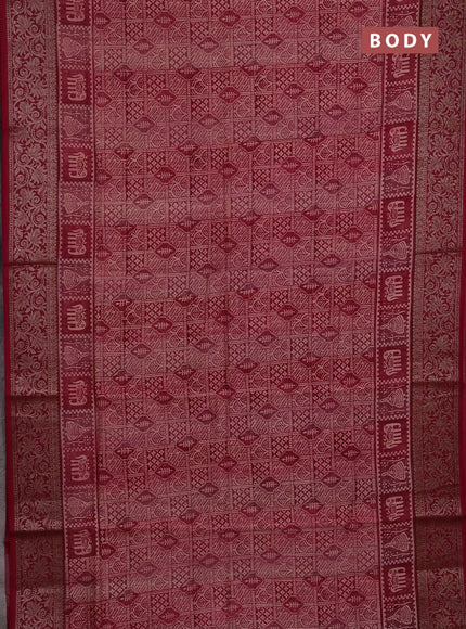Chanderi silk cotton saree magenta pink with allover prints and banarasi style border