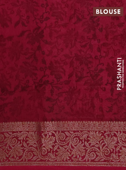 Chanderi silk cotton saree magenta pink with allover prints and banarasi style border