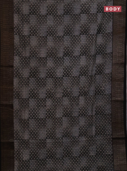 Chanderi silk cotton saree black with allover butta prints and banarasi style border