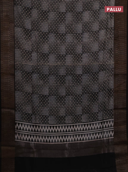 Chanderi silk cotton saree black with allover butta prints and banarasi style border