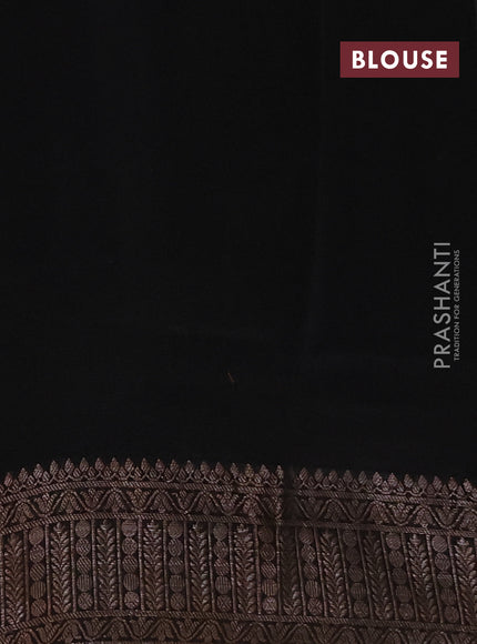 Chanderi silk cotton saree black with allover butta prints and banarasi style border