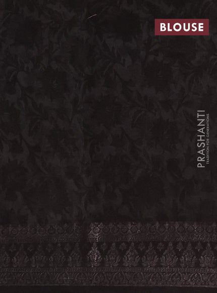 Chanderi silk cotton saree peach shade and black with allover prints and banarasi style border