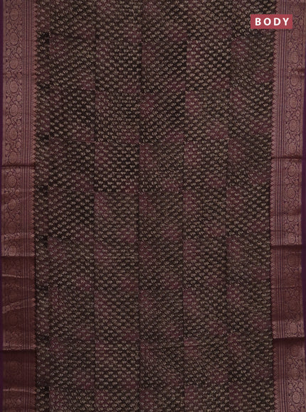 Chanderi silk cotton saree coffee brown and wine shade with allover prints and banarasi style border