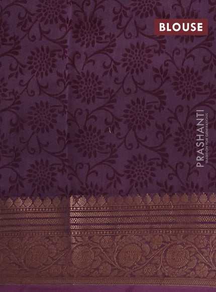 Chanderi silk cotton saree coffee brown and wine shade with allover prints and banarasi style border