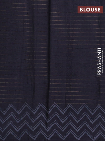 Pure tussar silk saree black with allover zari checks & butta prints and printed pallu & border