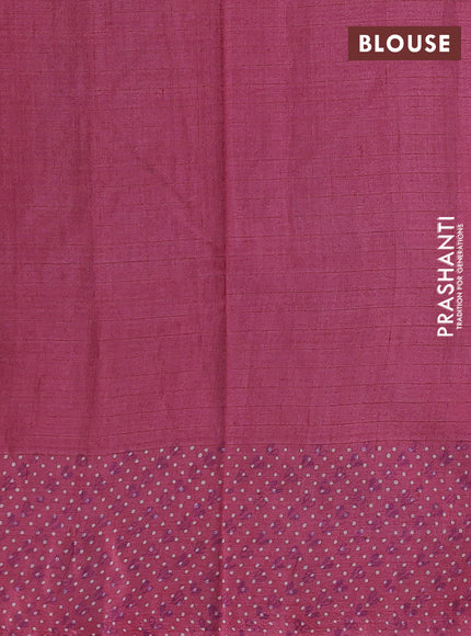 Pure tussar silk saree pink with allover zari checks & butta prints and printed pallu & border