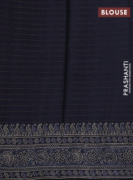 Pure tussar silk saree black with allover zari checks & butta prints and printed pallu & border