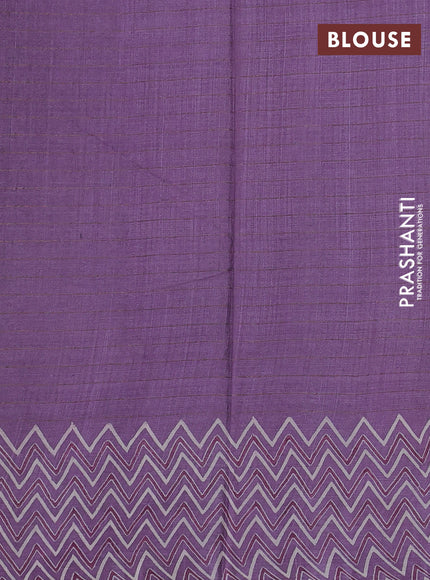 Pure tussar silk saree lilac with allover zari checks & butta prints and printed pallu & border