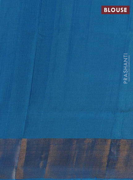 Pure uppada silk saree light blue with allover silver & gold zari woven buttas and temple design zari woven border