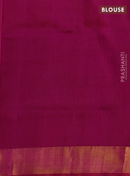 Pure uppada silk saree dual shade of mustard yellow and magenta pink with allover silver & gold zari woven buttas and long zari woven border