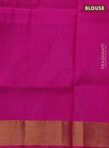 Pure uppada silk saree dual shade of pinkish orange and pink with allover silver & gold zari woven buttas and long zari woven border