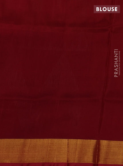 Pure uppada silk saree mustard yellow and maroon with allover silver & gold zari woven buttas and long zari woven border