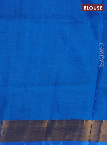 Pure uppada silk saree royal blue and cs blue with allover silver & gold zari woven buttas and long zari woven border