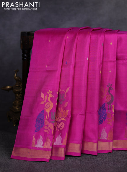 Pure uppada silk saree pink with allover thread & zari woven buttas and Jamdhani pallu