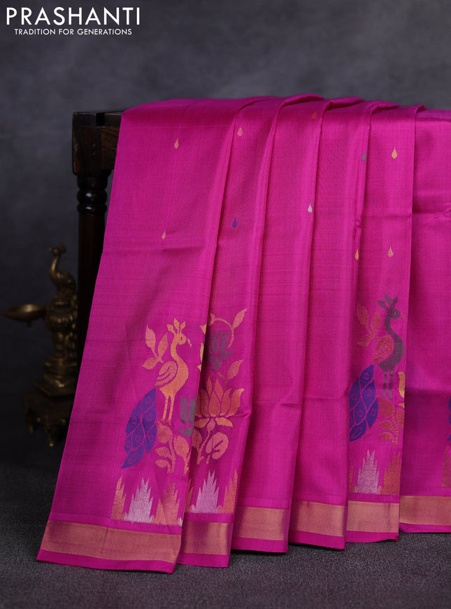 Pure uppada silk saree pink with allover thread & zari woven buttas and Jamdhani pallu