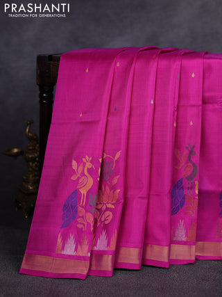 Pure uppada silk saree pink with allover thread & zari woven buttas and Jamdhani pallu