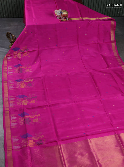 Pure uppada silk saree pink with allover thread & zari woven buttas and Jamdhani pallu