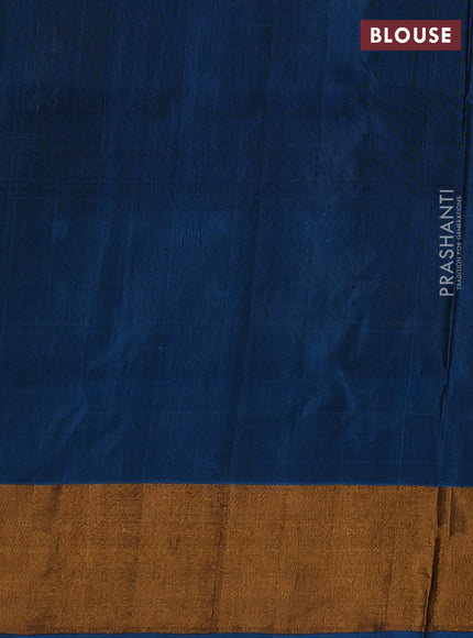 Pure uppada silk saree navy blue and peacock blue with allover silver & zari woven buttas and long zari woven butta border