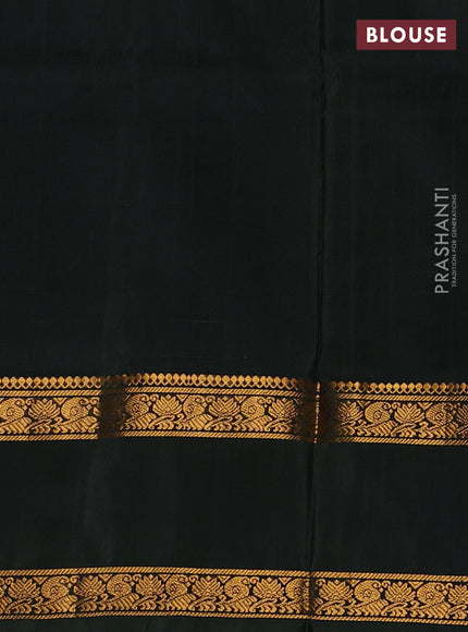Pure uppada silk saree grey and olive green with allover silver & gold zari woven buttas and rettapet zari woven border