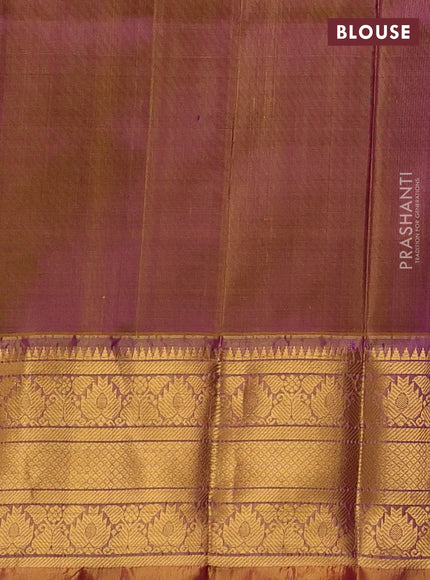Pure uppada silk saree purple and dual shade of mustard yellow with allover silver & gold zari woven buttas and zari woven border