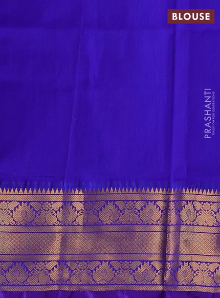 Pure uppada silk saree cs blue and violet with allover silver & gold zari woven buttas and zari woven border