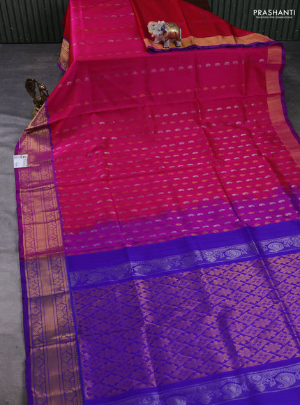 Pure uppada silk saree pink and purple with allover silver & gold zari woven buttas and zari woven border