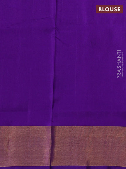 Pure uppada silk saree cs blue and purple with allover silver & gold zari weaves & buttas and zari woven border