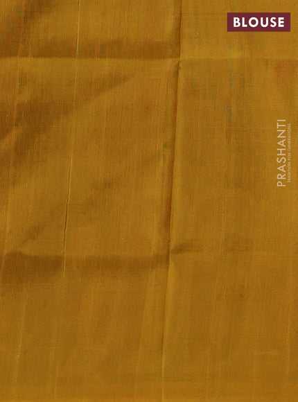 Pure uppada silk saree coffee brown and mustard yellow with allover silver & gold zari woven paisley buttas and zari woven border