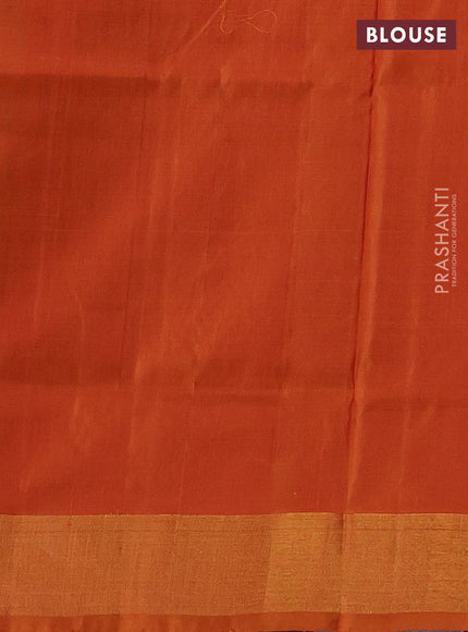 Pure uppada silk saree orange with allover silver & gold zari woven buttas and zari woven border