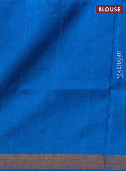 Pure uppada silk saree cs blue with allover silver & gold zari woven buttas and zari woven border