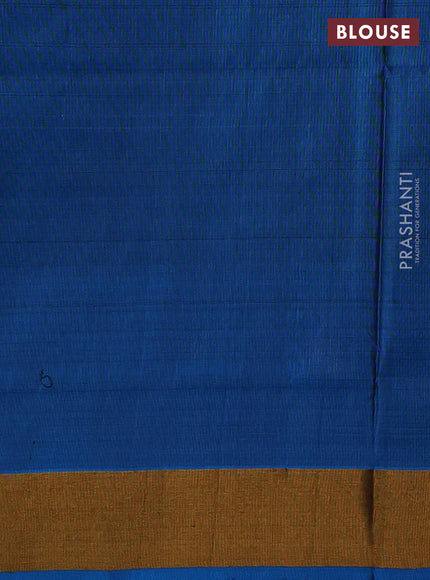 Pure uppada silk saree black and cs blue with allover silver & gold zari woven buttas and temple design zari woven border