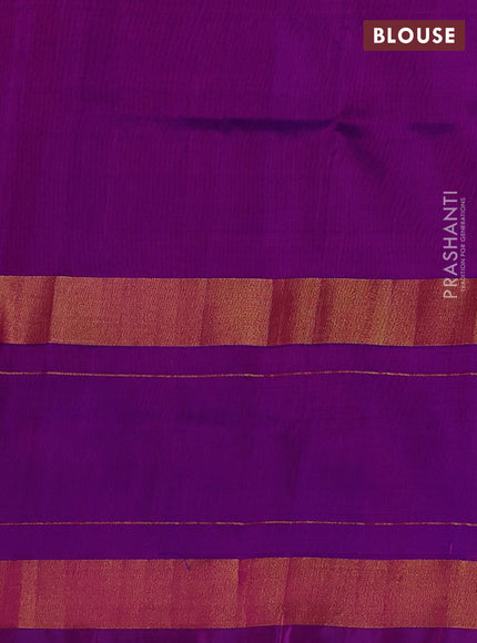 Pure uppada silk saree candy pink and purple with allover zari woven buttas and long rettapet zari woven butta border