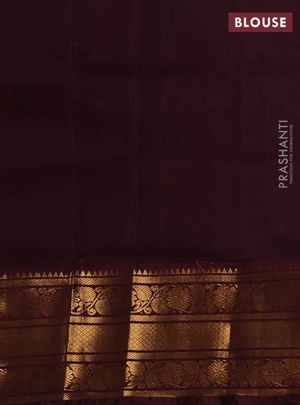 Pure uppada silk saree peach pink and coffee brown with allover silver & gold zari woven buttas and temple design zari woven border