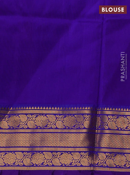 Pure uppada silk saree pink and royal blue with allover silver & gold zari woven buttas and zari woven border