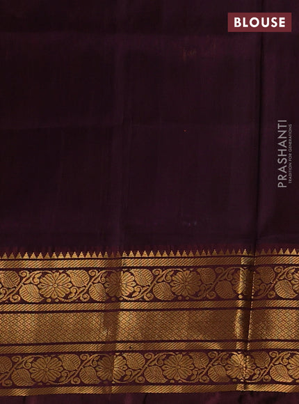 Pure uppada silk saree dual shade of pink and coffee brown with allover silver & gold zari woven buttas and zari woven border