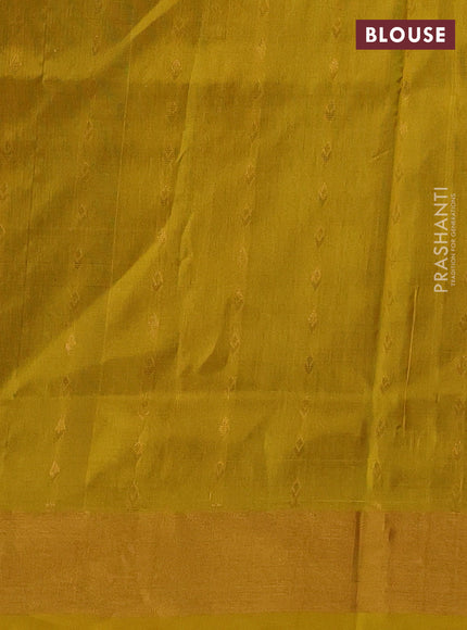 Pure uppada silk saree purple and mustard yellow with allover zari woven buttas and zari woven border
