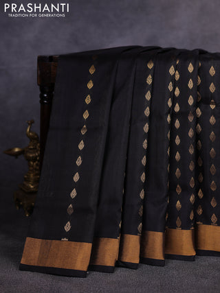 Pure uppada silk saree black with allover zari woven buttas and zari woven border