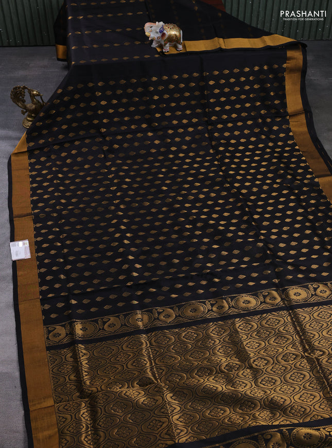 Pure uppada silk saree black with allover zari woven buttas and zari woven border