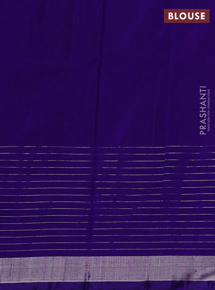 Pure uppada silk saree purple and violet with allover silver zari weaves and long silver zari woven border