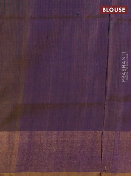 Pure uppada silk saree navy blue and dual shade of violet with allover silver & gold zari woven buttas and long zari woven butta border