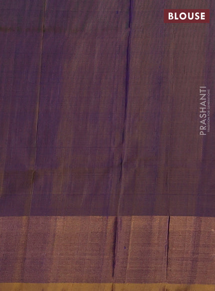 Pure uppada silk saree navy blue and dual shade of violet with allover silver & gold zari woven buttas and long zari woven butta border