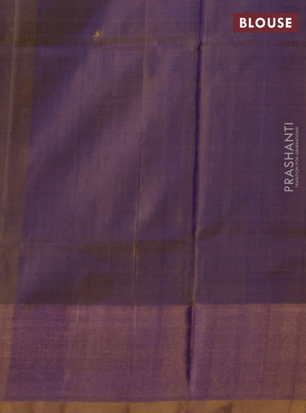 Pure uppada silk saree navy blue and dual shade of violet with allover silver & gold zari woven buttas and long zari woven butta border