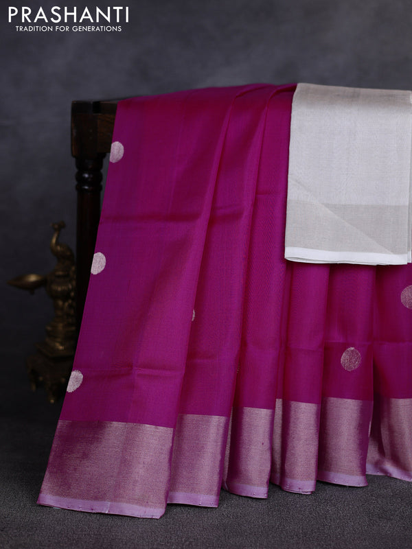 Pure uppada silk saree pink with allover silver zari woven coin buttas and zari woven border