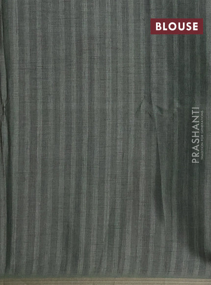 Semi tussar saree green with allover prints and zari woven piping border