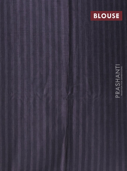 Semi tussar saree elephant grey with allover prints and zari woven piping border
