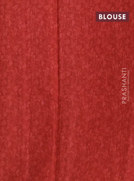 Semi tussar saree red with allover kalamkari prints and zari woven piping border